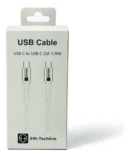 Cable C-C 1,5metros Carga Rapida Para Android y Iphone 15 Blanco