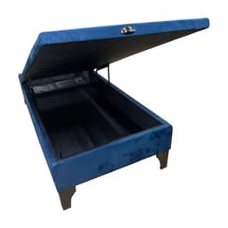 Base Baul 1 Plaza Azul Marino Felpa Pmadera