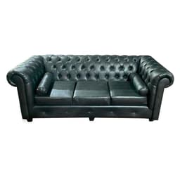 Sofa Chestefield Negro CueroPU 3C Pmetal