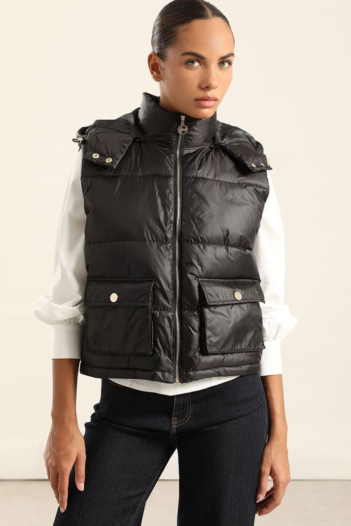 Parka Con Capucha Desmontable,Negro Liola M