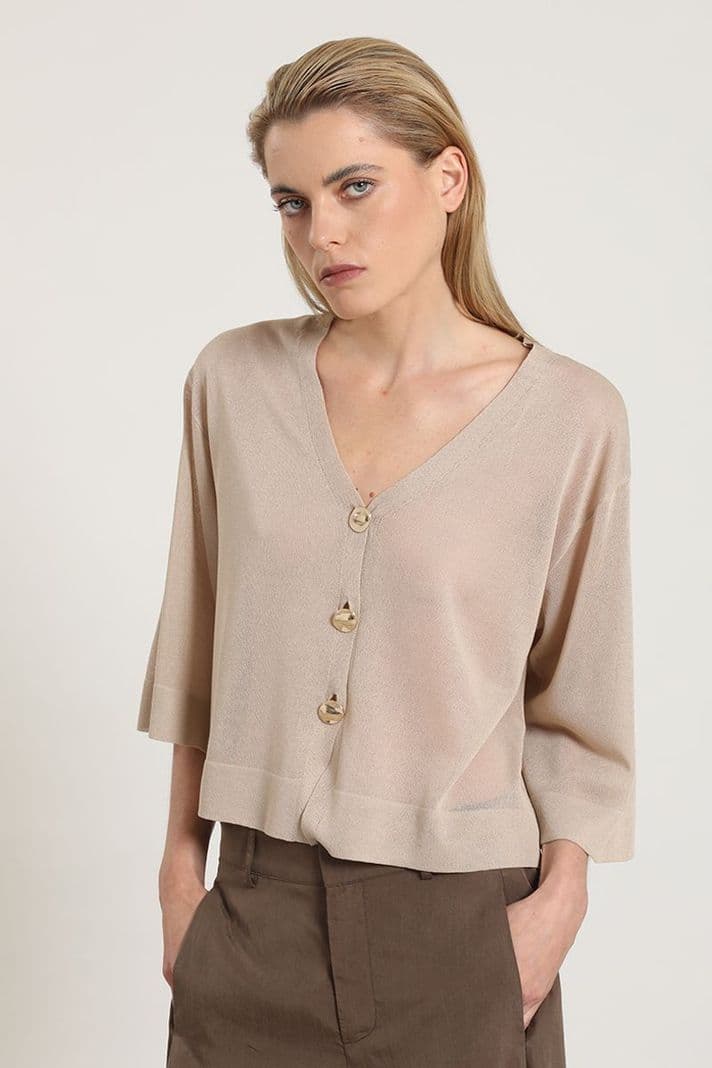 Cardigan punto, semitransparente, beige Liola L
