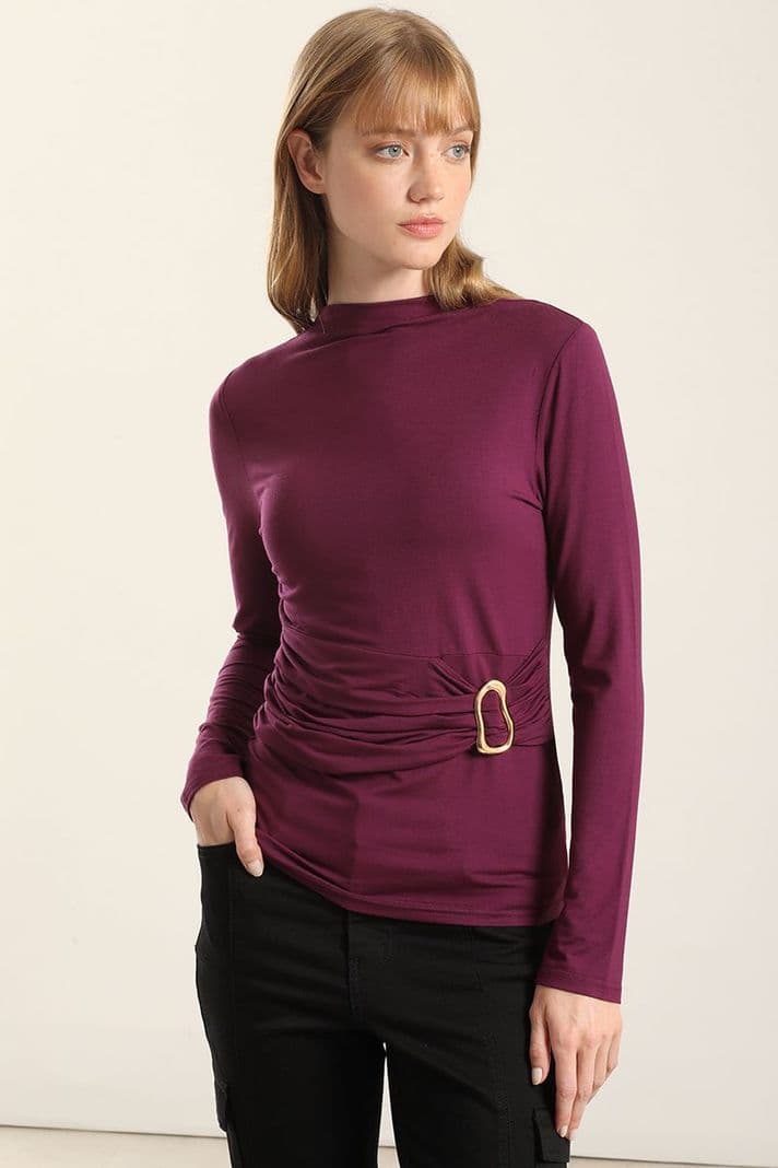 Top Herraje Metal, Con Drapeado, Burdeo Liola S