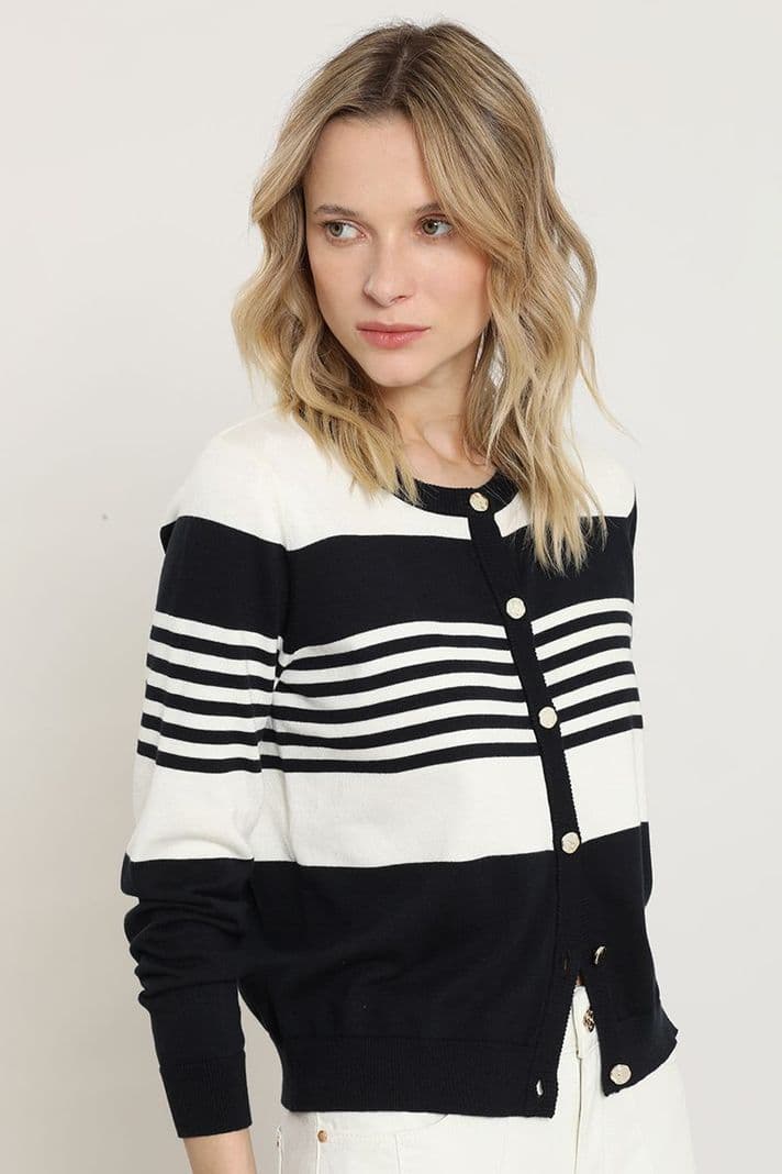 Cardigan punto rayas, azul Liola M