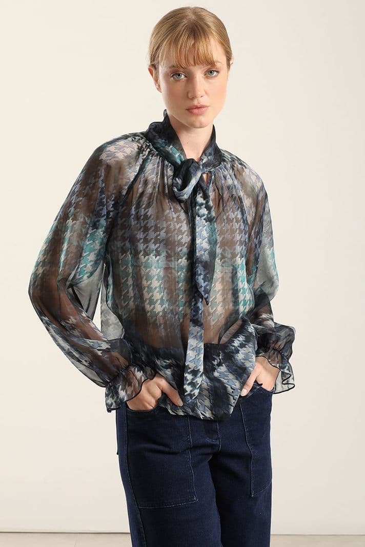 Blusa estampada, lazo, azul Liola S
