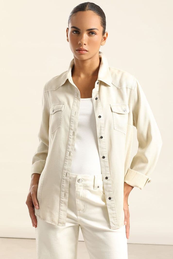Camisa Lyocell Procesado, Beige Liola M