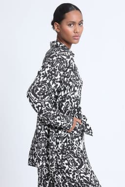 Camisa Larga Estampada Negro Liola S