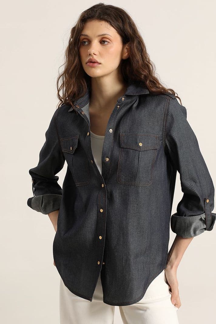 Blusa efecto denim, indigo Liola Azul M