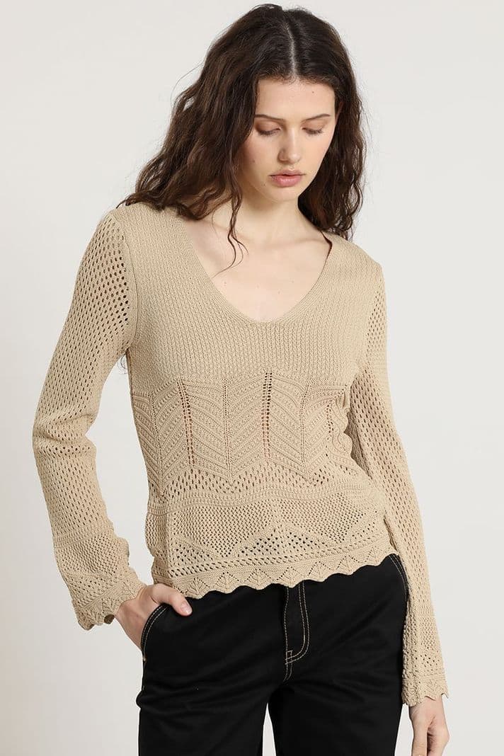 Sweater punto, fantasia, camel Liola M