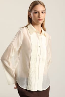 Blusa Alforza Con Lyocell, Crudo Liola Blanco S
