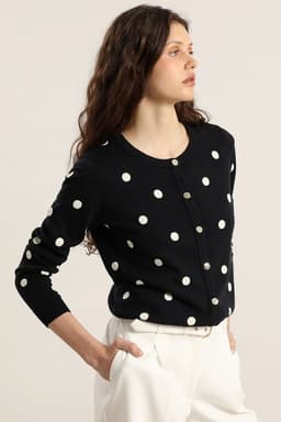 Cardigan punto lunares, azul Liola L