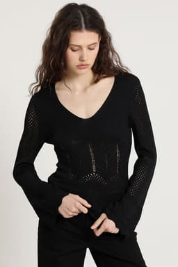 Sweater punto, fantasia, negro Liola S