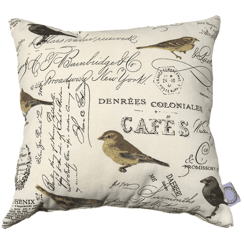 FUNDA COJIN DECORATIVO DISENO AVES CREMA Y CAFE 50x50 Beige