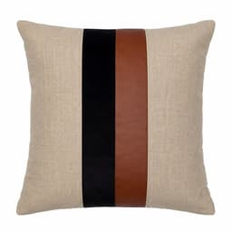 Cojin Decorativo Lino Cafe Negro Ecocuero 45x45 Relleno Beige