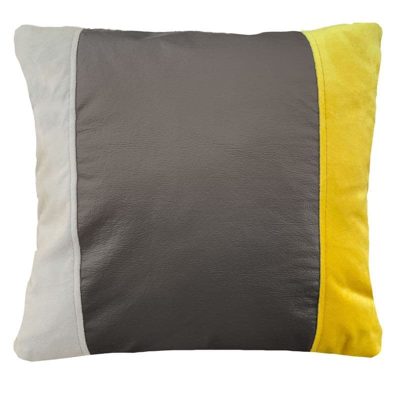 Cojin Decorativo EcoCuero Cafe Beige Amarillo 50x50 Relleno Gris