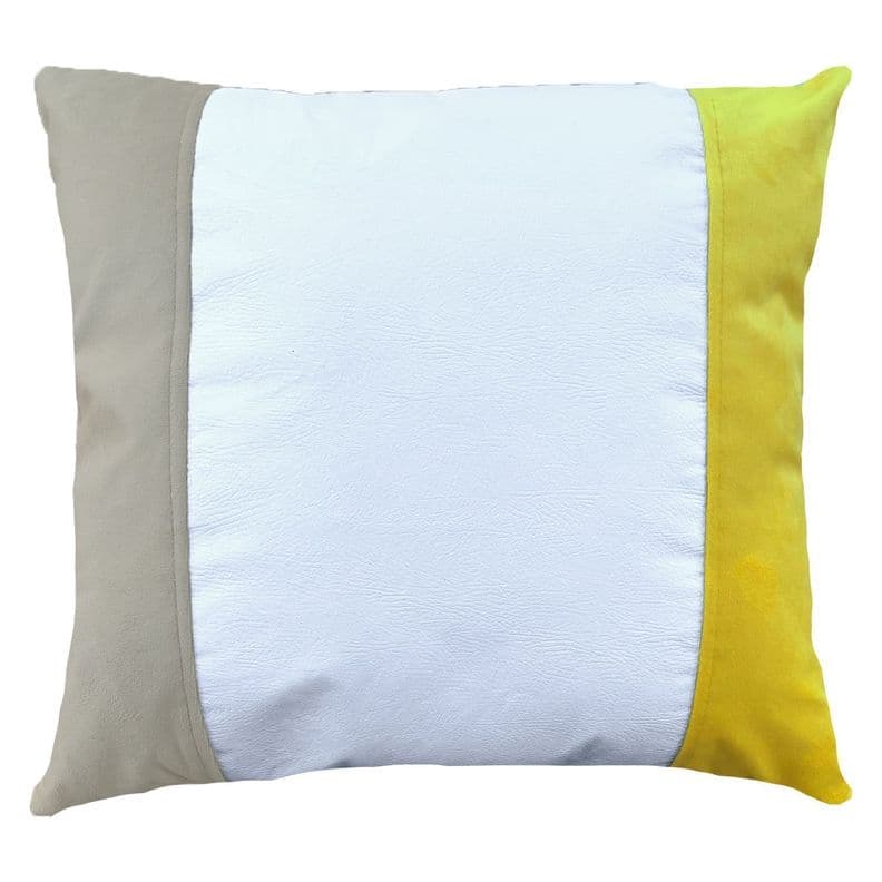 Funda Cojin Decorativo EcoCuero Blanco Beige Amarillo 60x60