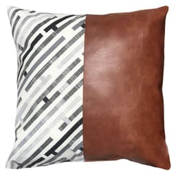 Funda Cojin Decorativo EcoCuero Gris y Beige 50x50 Cafe