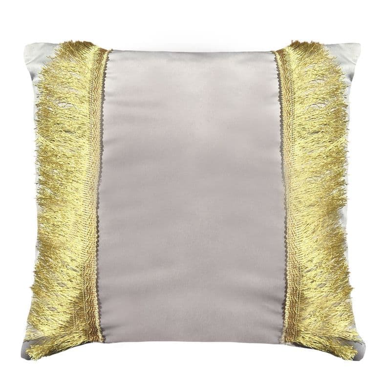 FUNDA COJIN DECORATIVO DISENO FESTIVO GRIS Y DORADO 50x50