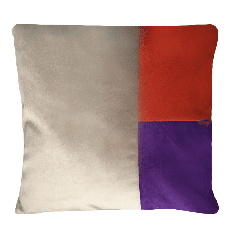 COJIN DECORATIVO DISENO BEIGE MORADO Y NARANJO 60X60 RELLENO