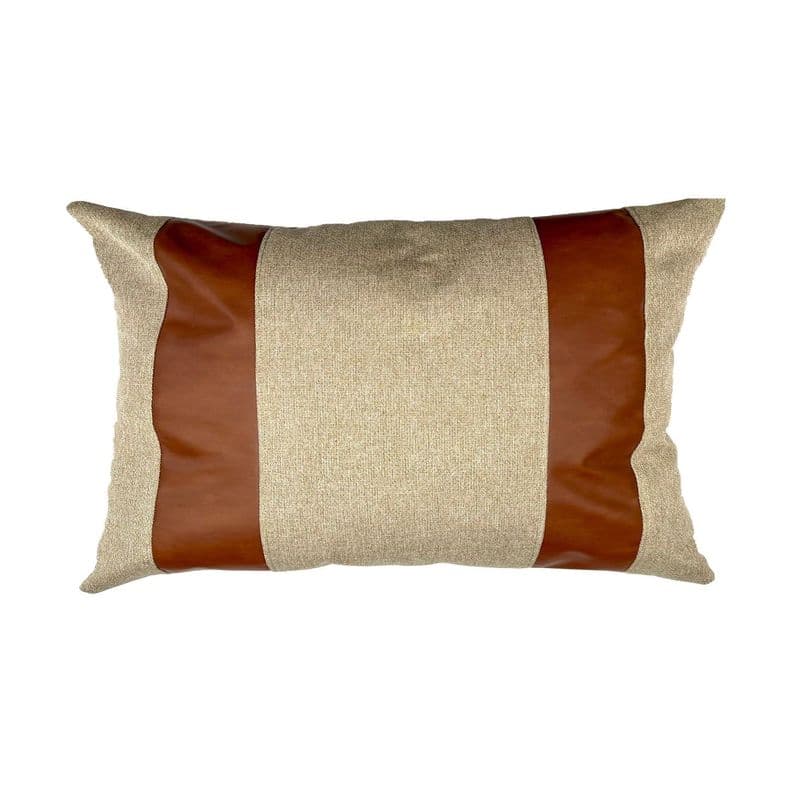Funda Cojin Decorativo Diseno Lino Cafe Ecocuero 50x30 Beige No requiere variantes por talla