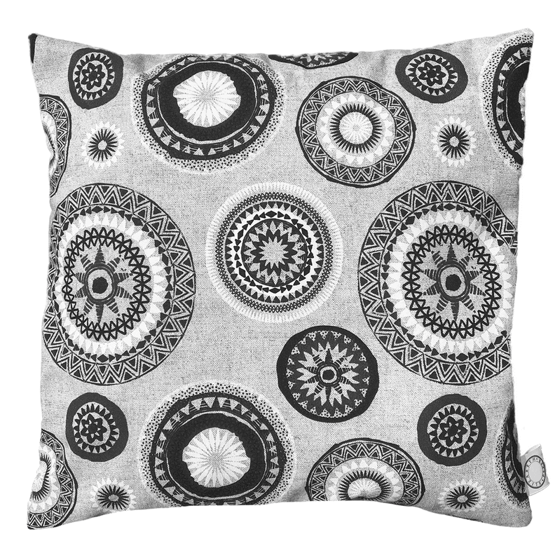 FUNDA COJIN DECORATIVO DISENO MANDALAS BLANCO NEGRO 60x60