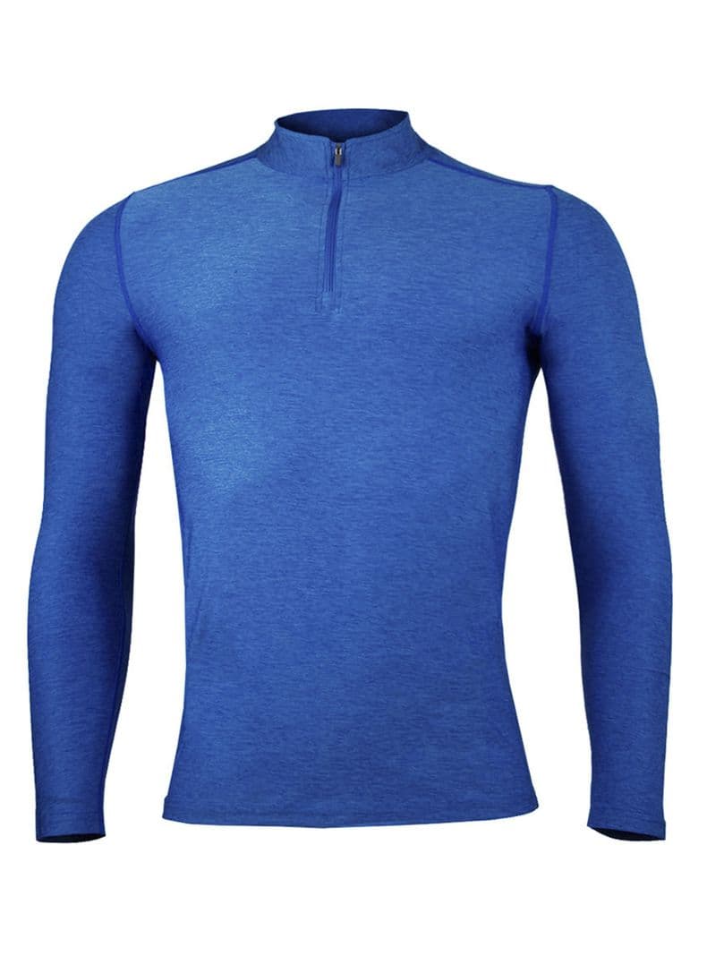 Polera Dry Fit Manga Larga Con Cierre Pale Hombre Azul Electrico M