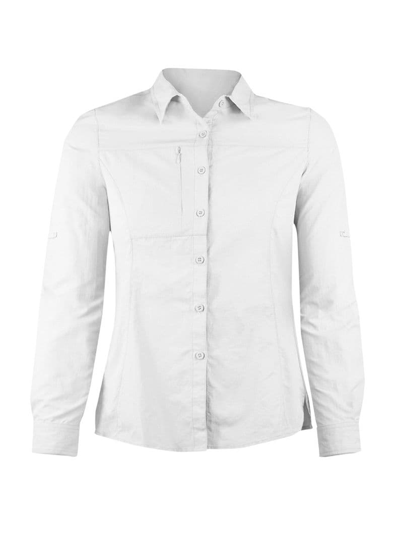 Blusa Trekking Ripstop Manga Larga UPF50 Fenec Mujer Blanco S