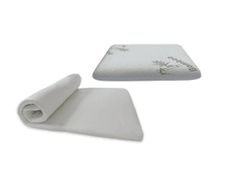 Pack sobrecolchon + Almohada viscoelastica gel bamboo 63x40x10 Blanco
