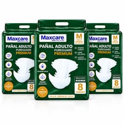 Pack 3 Panal Adulto Maxcare Premium Talla M - 24 Unidades Blanco M-L