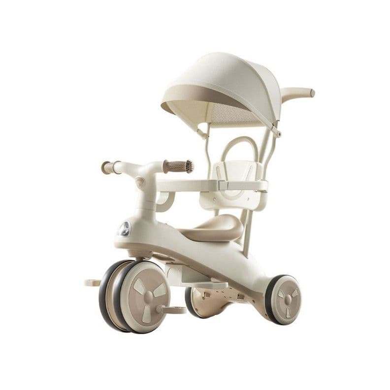 Coche Triciclo Con Techo Y Andador Con Luz Y Musica Caqui Beige