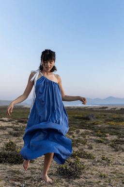 Vestido Risco tencel Azul