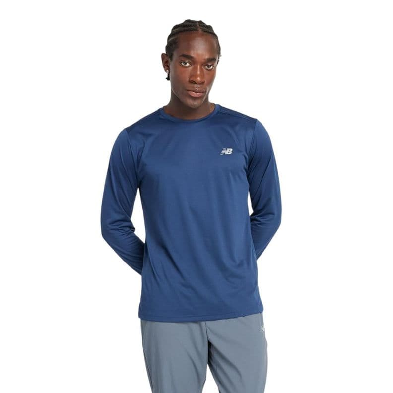 Polera Manga Larga Running Hombre New Balance Azul L