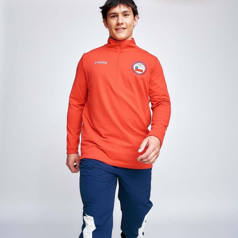 Poleron Entrenamiento Hombre Sparta Team Chile Quarter Zip A Rojo XXL