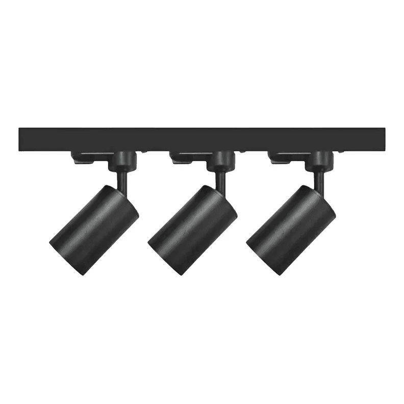 Riel Monofasico 50cm Profesional Negro Con 3 Focos Luz Fria
