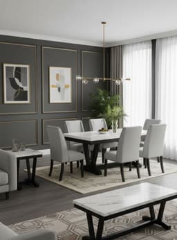 Set de Comedor 6 Sillas Rodeus + Mesa de Centro Marmol Blanco