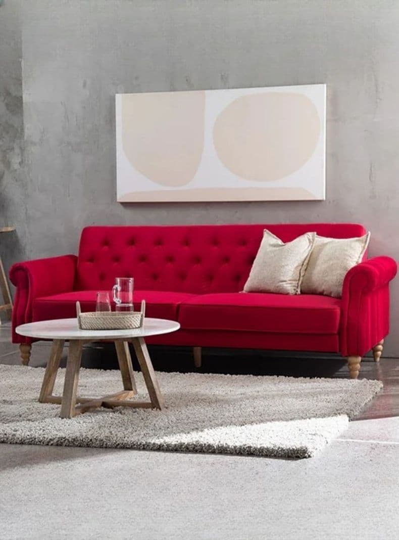 Sofa Futon 3 Cuerpos Clasico Milan EG2025 Rojo