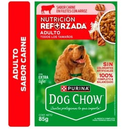 Alimento Humedo Perro Adulto Dog Chow Carne y Arroz 85g Pack 15 Unidades