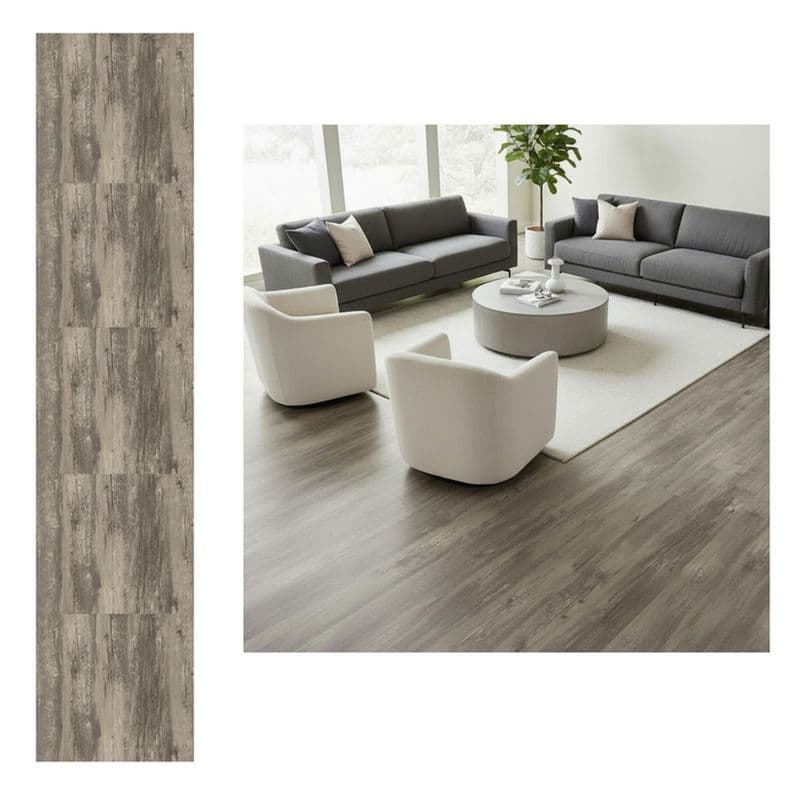 Piso Vinilico Adhesivo Simil Madera 91,4x15,2 Gris Humo