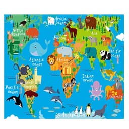 Alfombra Infantil Mapa 80X120 Cm Tapete Dormitorio Sala Negro