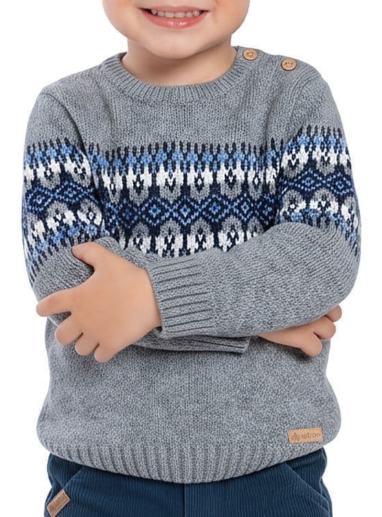 Sweater Tejido Bebe Nino Gris Claro 9
