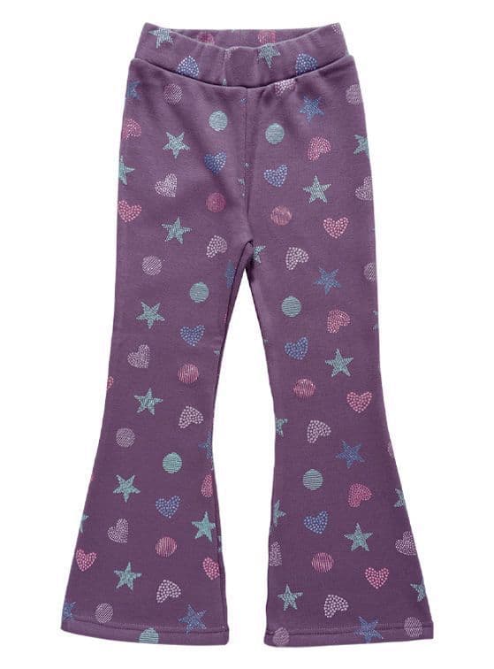Calza Interior Peludo Flare Nina con Estampado Morado 14 anos
