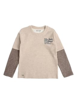 Polera Manga Larga Interior Frisado Nino Beige 4 anos