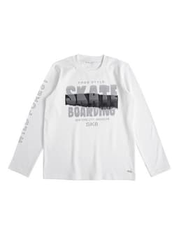 Polera Manga Afranelada larga Nino con Estampado Blanco 4 anos