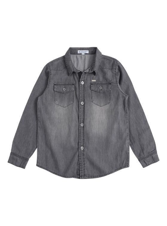 Camisa Manga Larga Mezclilla Nino Gris 4 anos