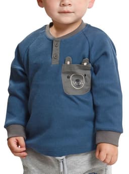 Polera Manga Larga Bebe Nino Azul 6 meses
