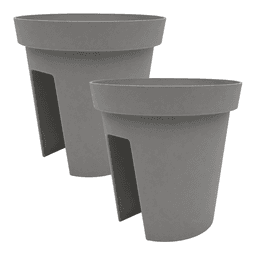 Set 2 Maceteros Colgante Para Balcon Terraza Jardin Plastico Gris
