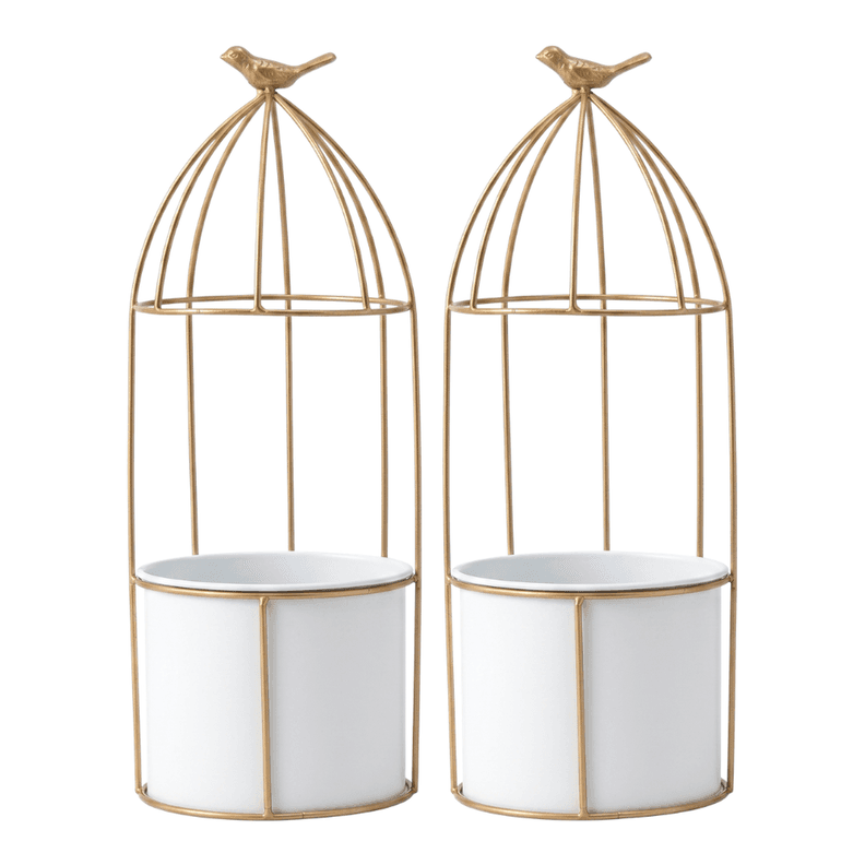 Macetero Metalico Con Pedestal Decorativo Plantas Suculentas Blanco
