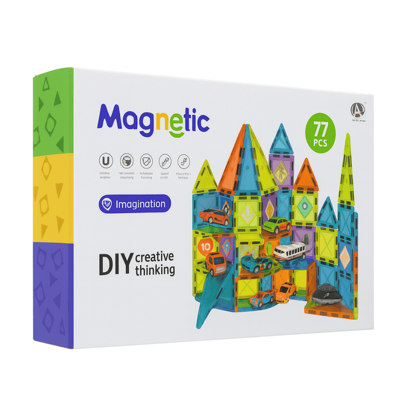 Juego Bloques Magneticos Construccion 77 Piezas Educativo Blanco