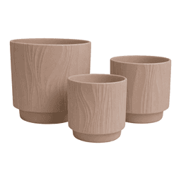 Set 3 Maceteros Maceta De Ceramica Arena Con Lineas Beige