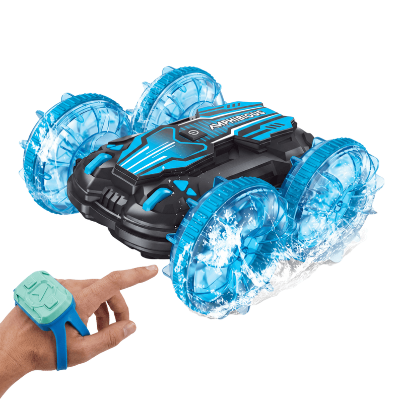 Auto Anfibio Control Remoto Agua Tierra Con Control De Mano Azul