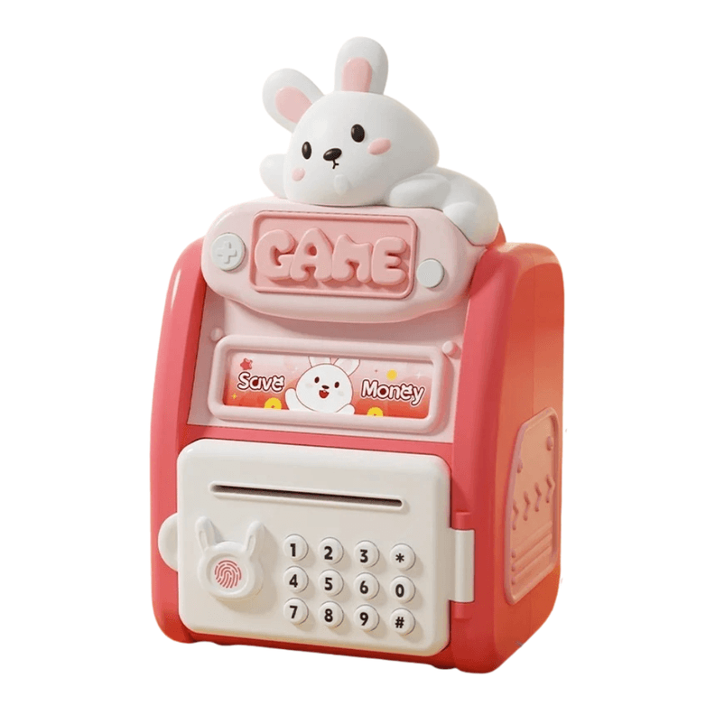 Alcancia Caja Fuerte Kawaii Clave Huella Digital Infantil Rosado